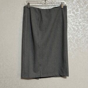 Liverpool Grey Houndstooth Pencil‎ Skirt Midi Length Elastic Waist Stretch Sz 6